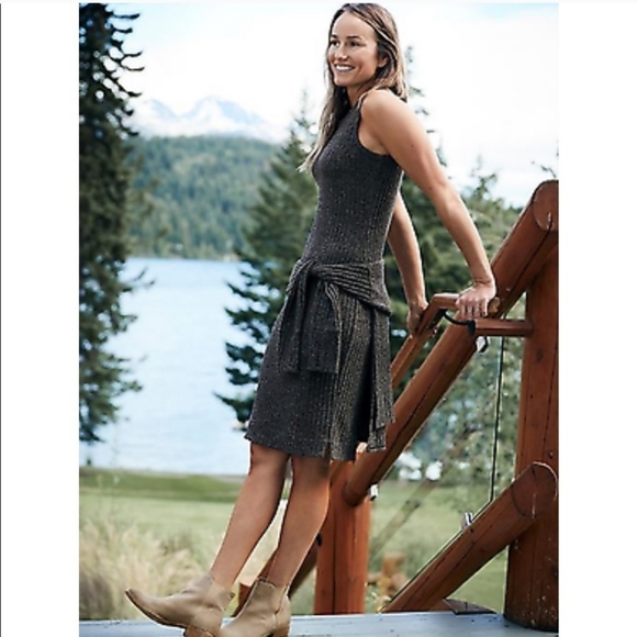 Athleta Rendezvous Ribbed Knit Sleevess Crewneck Midi Sheath Dress - Picture 2 of 11